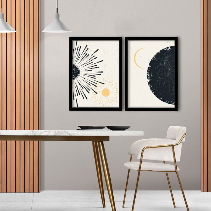Wallity Set de 2 Cuadros Decorativos MDF Multicolor con Marco de Madera de 38 x 53 cm